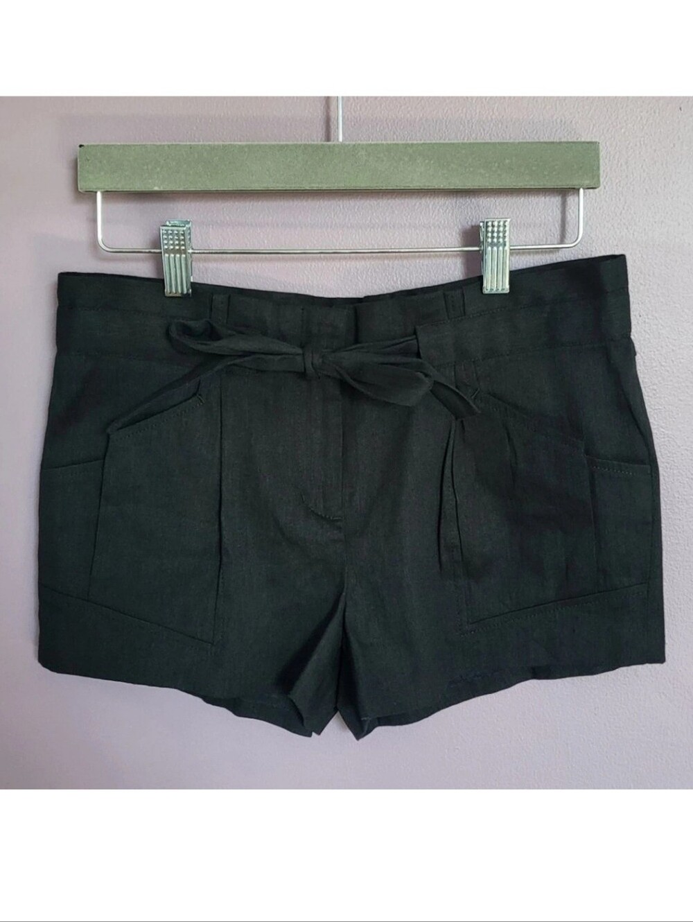 NEW BCBGMaxAzria Sabina The Paper Bag Linen Blend Belted Low Rise Micro Shorts